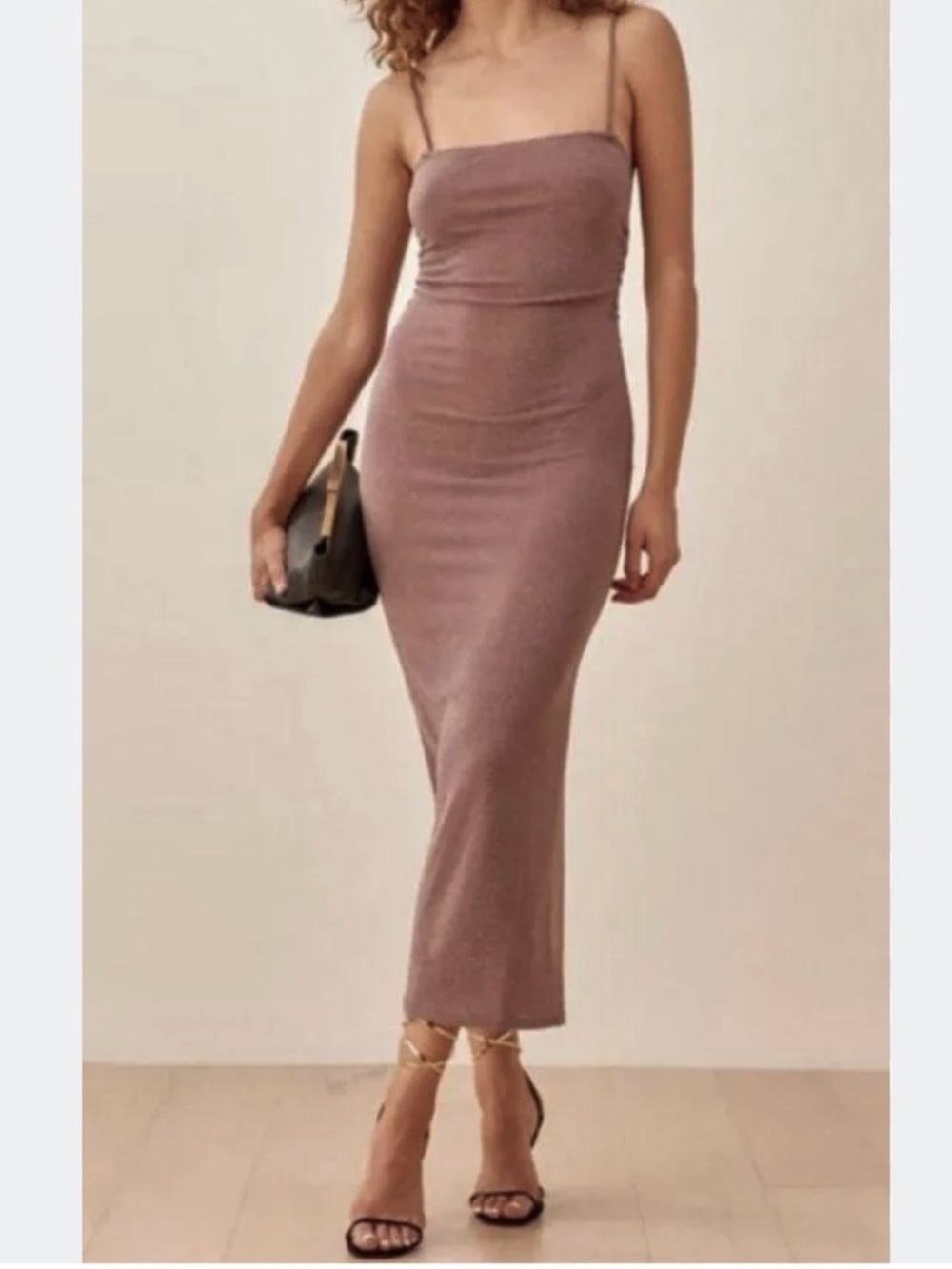 Reformation Breslin Shimmer Midi Dress Autumn wedding guest dress